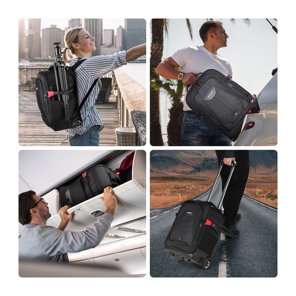 NEEWER Convertible Rolling Camera Backpack for SLR/DSLR and Accessories