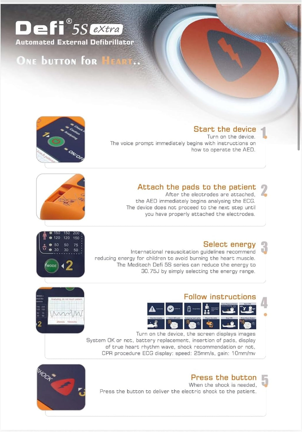 FILIXTRUEâ¢ Automated External Defibrillator AED Portable Device with LED Display Always Ready for Emergencies
