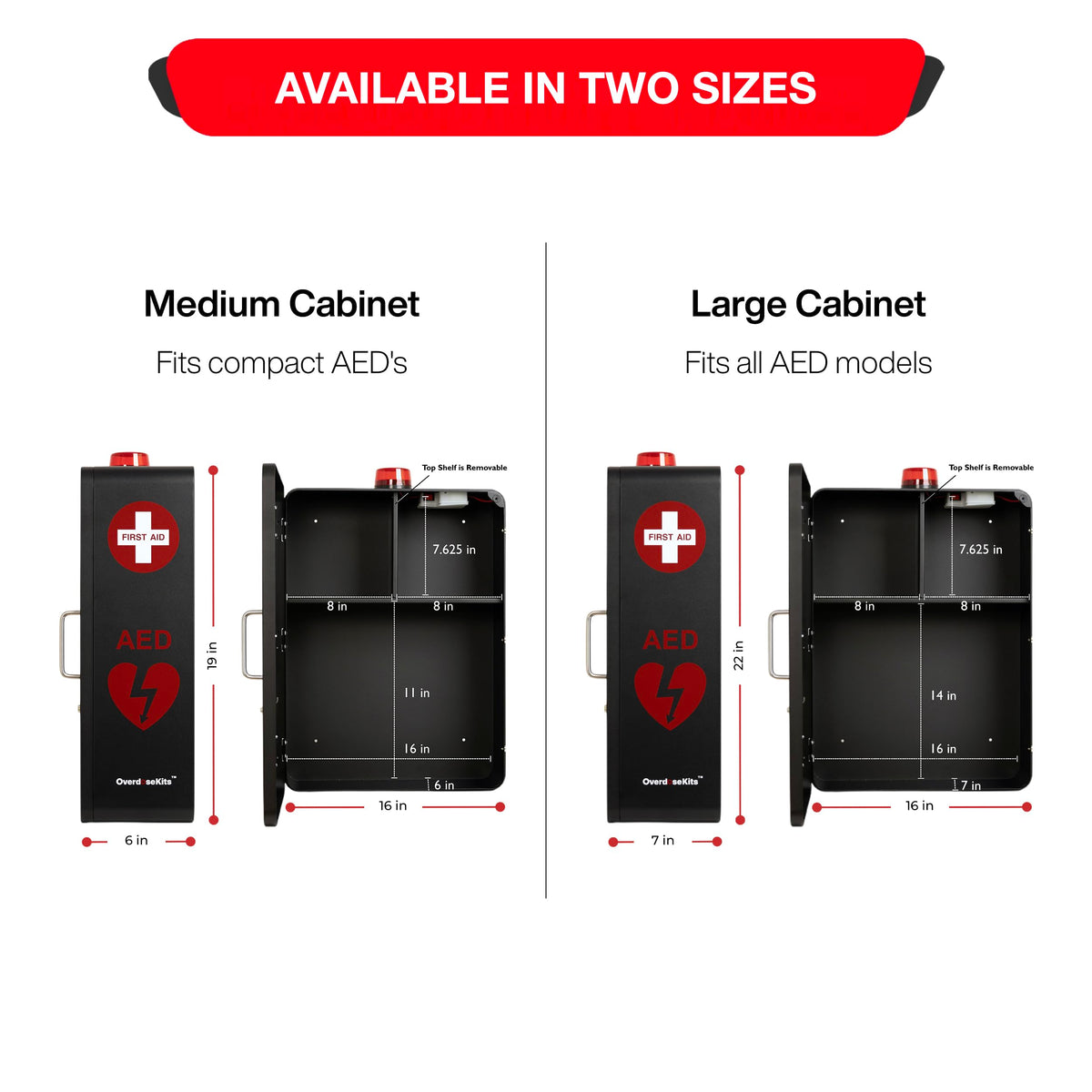 Emergency Medical Station â Wall Mount Cabinet for AEDs, Naloxone, Bleeding Control & First Aid Kits â Public Space Storage Solution â White (AED & Accessories Not Included)