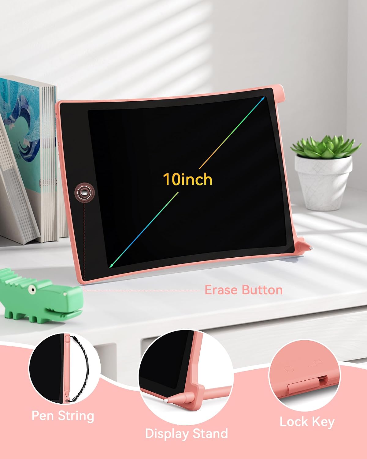 KOKODI 2 Pack 10 Inch LCD Writing Tablet for Kids, Colorful Doodle Board Erasable Drawing Pad, Educational Learning Toys Birthday Gifts for Boys Girls Ages 3 4 5 6 7 8 (Blue & Pink)