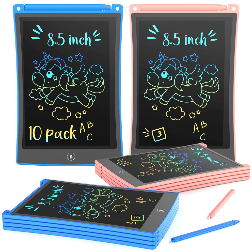 KOKODI 2 Pack 10 Inch LCD Writing Tablet for Kids, Colorful Doodle Board Erasable Drawing Pad, Educational Learning Toys Birthday Gifts for Boys Girls Ages 3 4 5 6 7 8 (Blue & Pink)