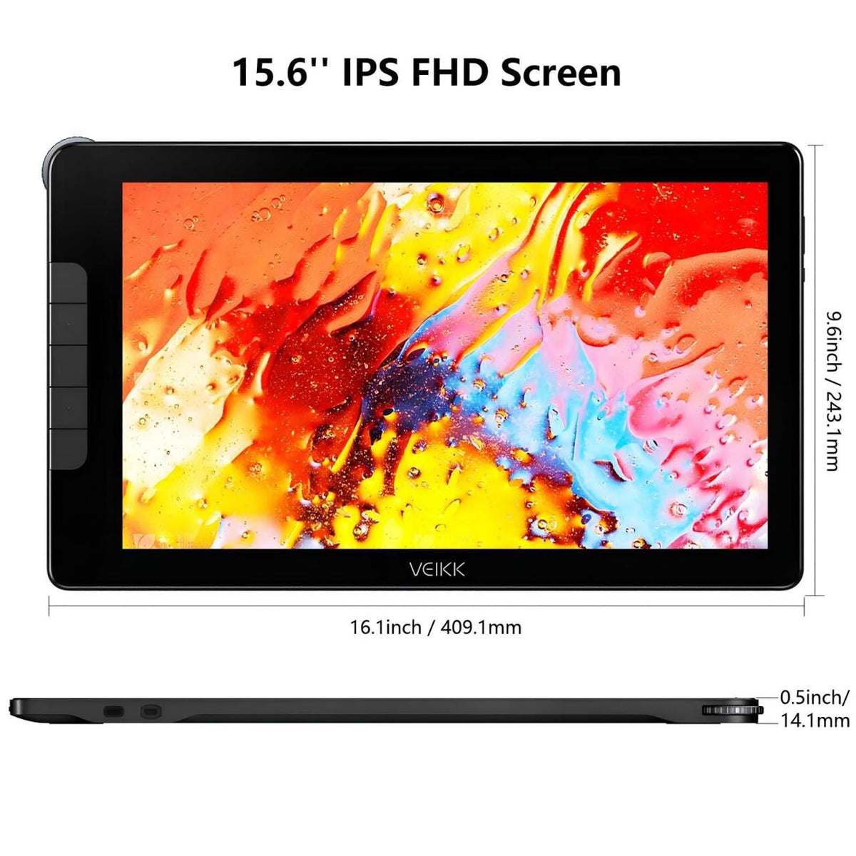 VEIKK VK1200V2 Drawing Tablet with Screen,11.6 Inch Full-Laminated Graphics Drawing Monitor,Upgraded 16384 Pressure Sensitivity, 2 Styluses, 120% sRGB,Graphics Tablet for PC Mac Linux Windows