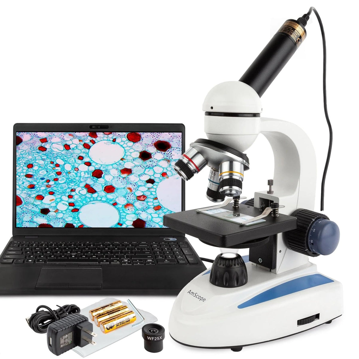 AmScope M158C-2L-E2 Compound Monocular Microscope, 2MP Camera