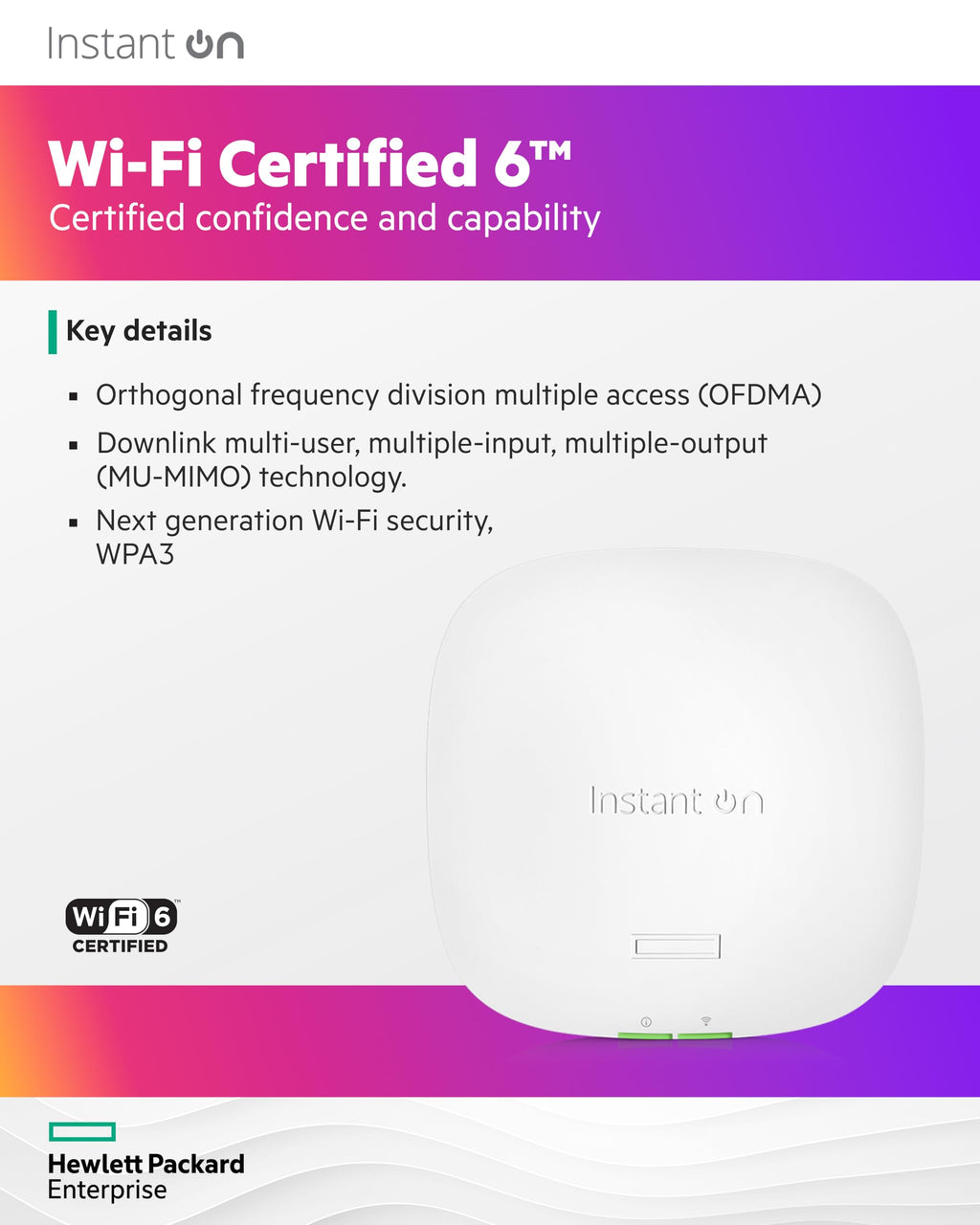 aruba Instant On AP22 .11ax 2x2 WiFi Access Point | US Model | Power Source Included (R6M49A)