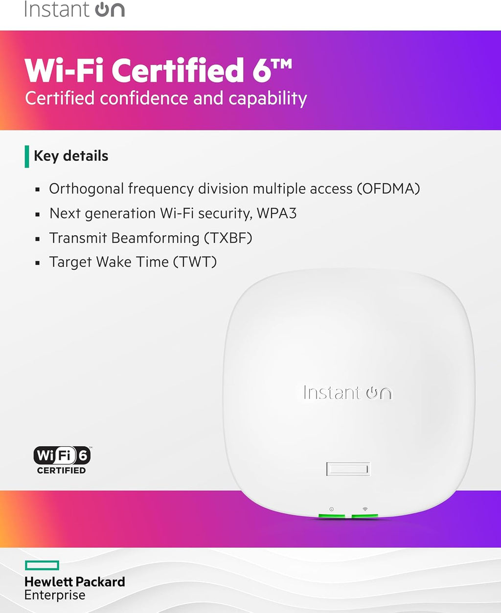 HP Networking Instant ON AP21 Dual-Band WI-FI 6 Access Point