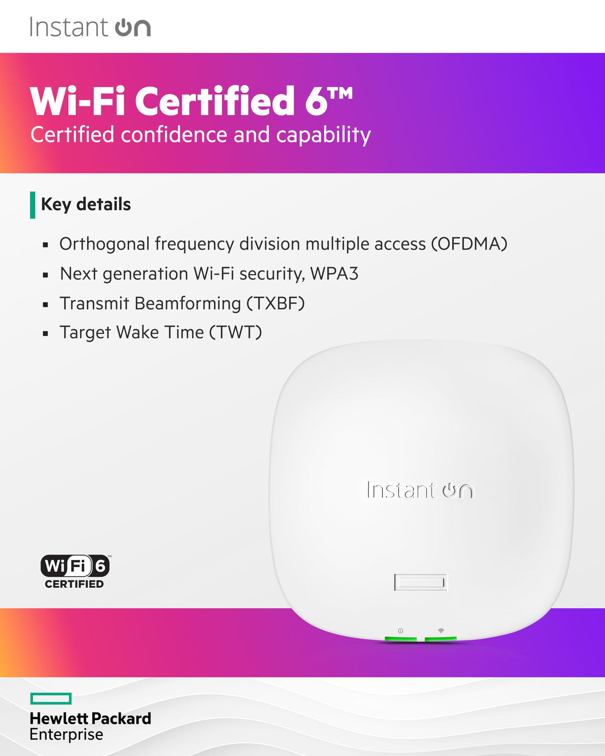 HP Networking Instant ON AP21 Dual-Band WI-FI 6 Access Point