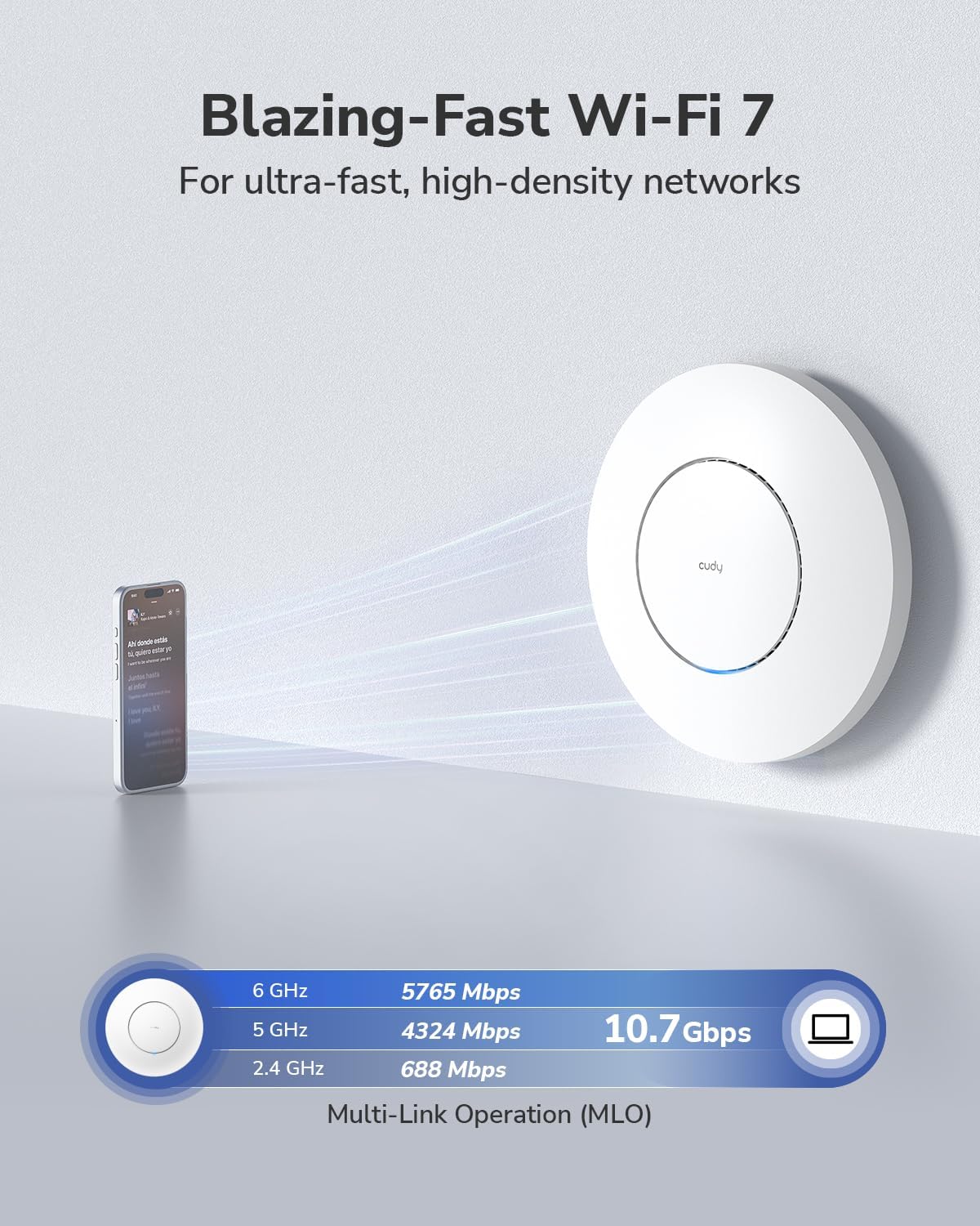 Cudy BE11000 Wi-Fi 7 Gigabit Mesh Access Point, 10G SFP+, 2.5G PoE, AP11000