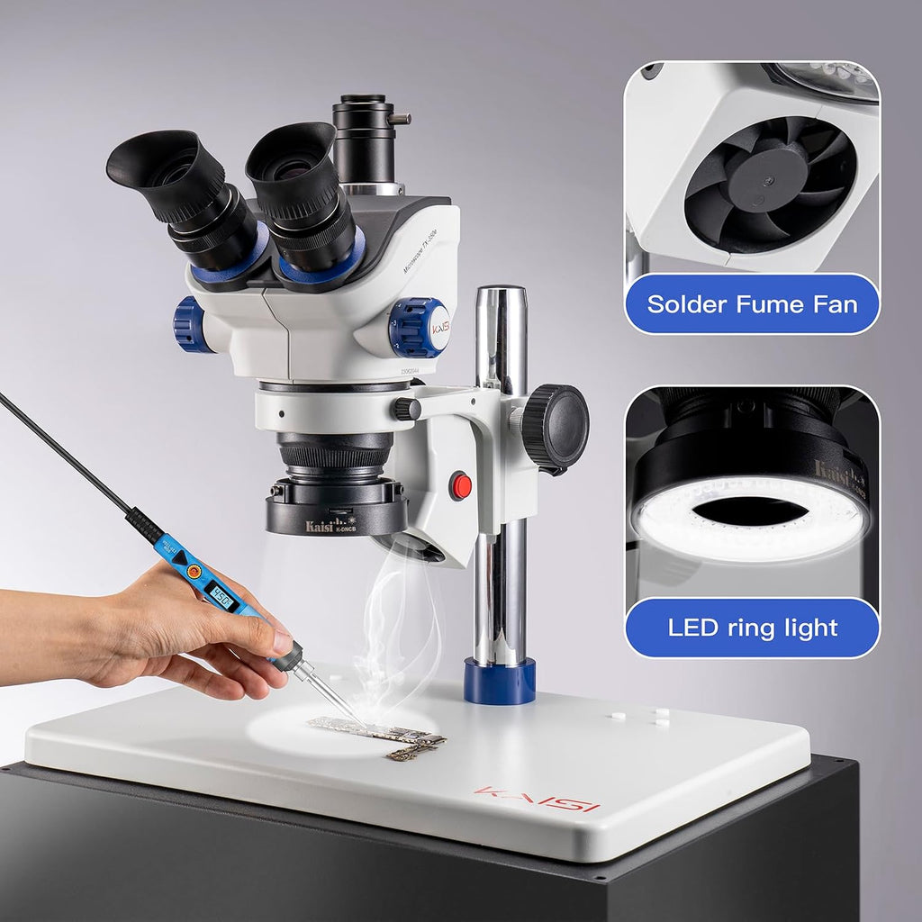 Kaisi TX350E Professional Soldering Microscope,Trinocular Stereo Microscope
