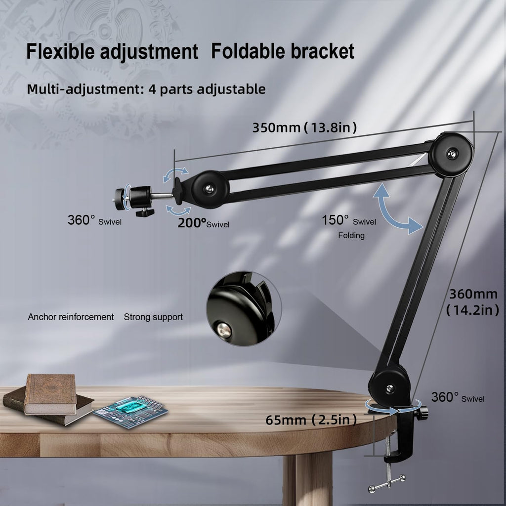 NICE-POWER Digital Microscope Camera, 13MP 1080P HDMI VGA Industrial Video Microscope, 150X Zoom C-Mount Lens, Foldable Stand, LED Ring Light, Soldering Microscopes for Electronics Repair