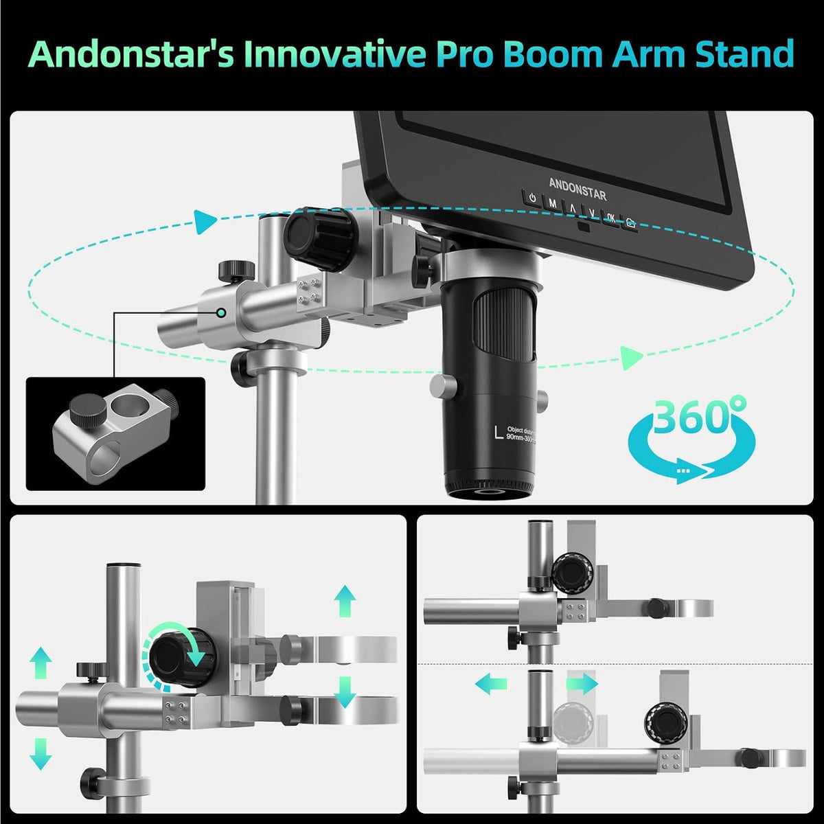 Andonstar AD249S-M 3 Lens 2160P 10.1 Inch HDMI Digital Microscope 2000x
