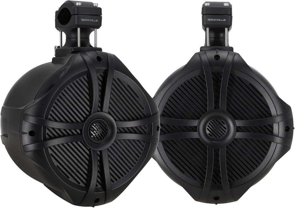 Rockville RWB90B Black 8" 2-Way 4-Ohm Marine Wakeboard Tower Speakers Pair