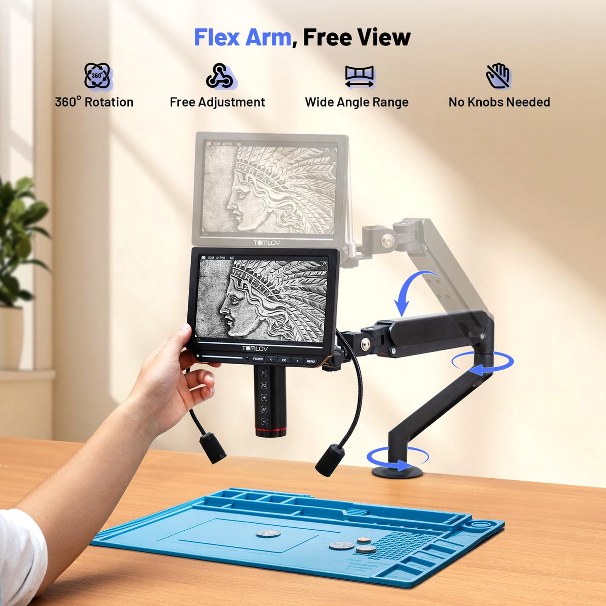 TOMLOV DM202 3K Digital Microscope, 10.1" HDMI Coin Soldering Magnifier