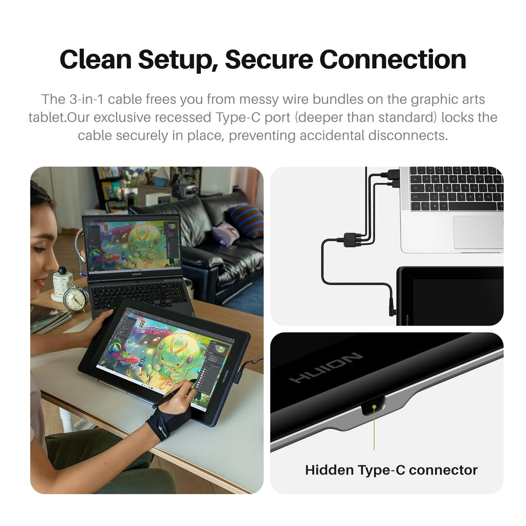 HUION Kamvas 13 (Gen 3) Drawing Tablet with Screen, Dual Dial, 13.3", Black