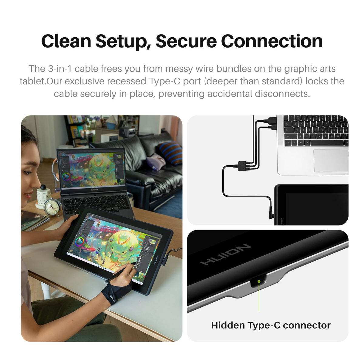 HUION Kamvas 13 (Gen 3) Drawing Tablet with Screen, Dual Dial, 13.3", Black