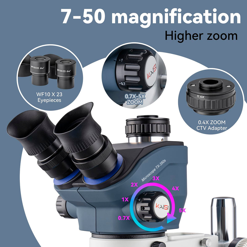 Kaisi TX350E Professional Soldering Microscope,Trinocular Stereo Microscope