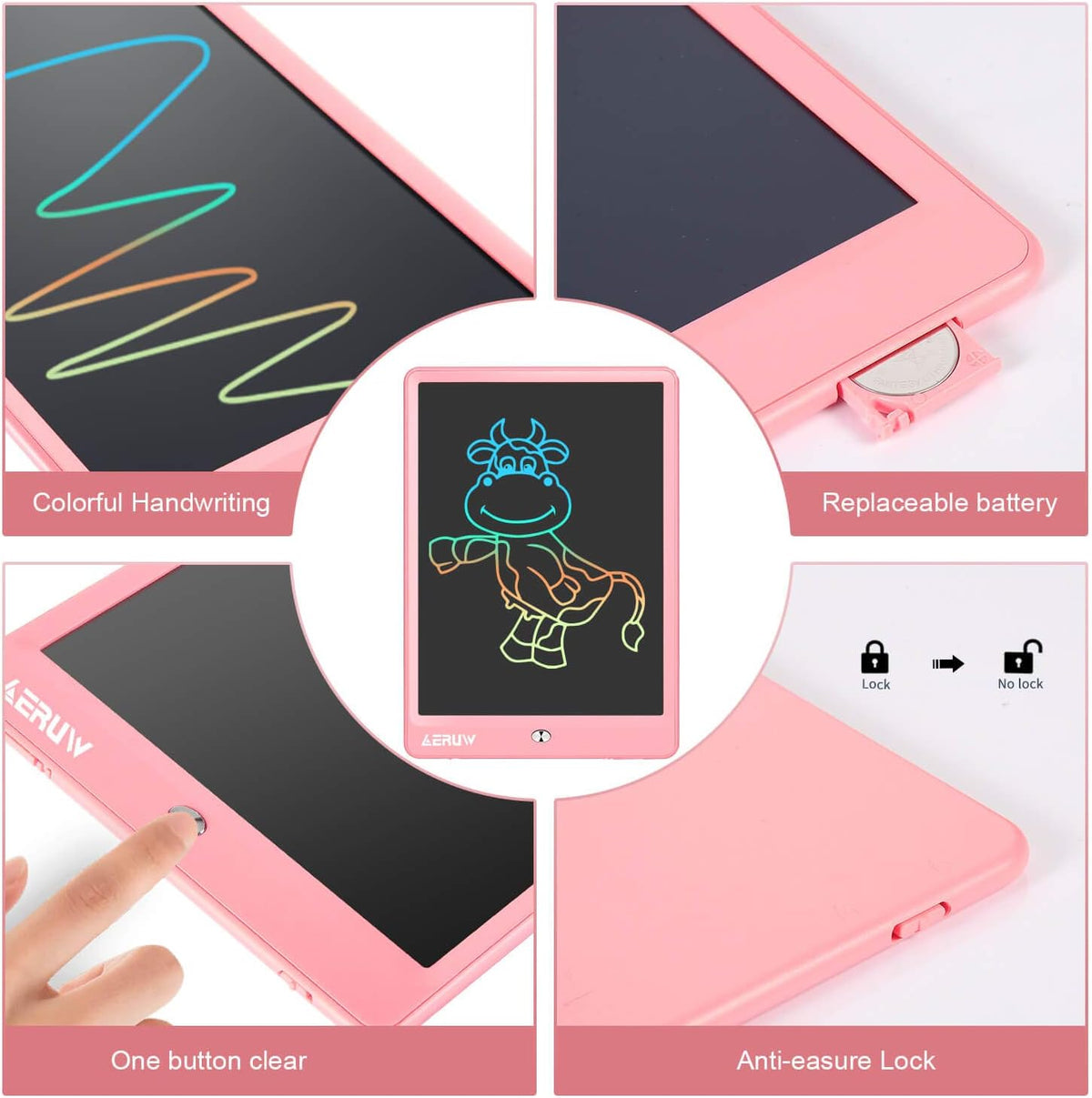 LCD Writing Tablet for Kids, 10 Inch Colorful Drawing Board Learning Toys