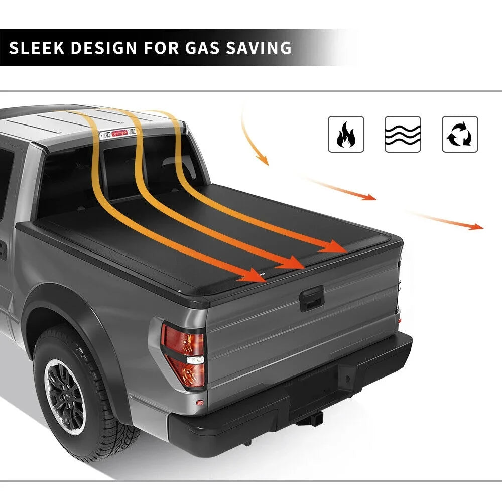 Ledkingdomus 5.7 Ft Soft Quad Fold Truck Bed Tonneau Cover For 2019 2020 2021 2022 2023 Dodge Ram 1500