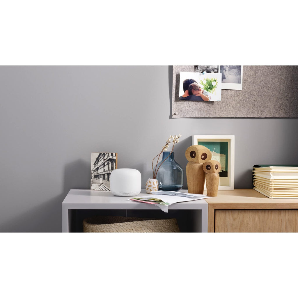 Nest WiFi Router with 1 Point - Mesh for Wireless Internet Wi-Fi Extender Smart Speaker Works and Google Home Systems Snow