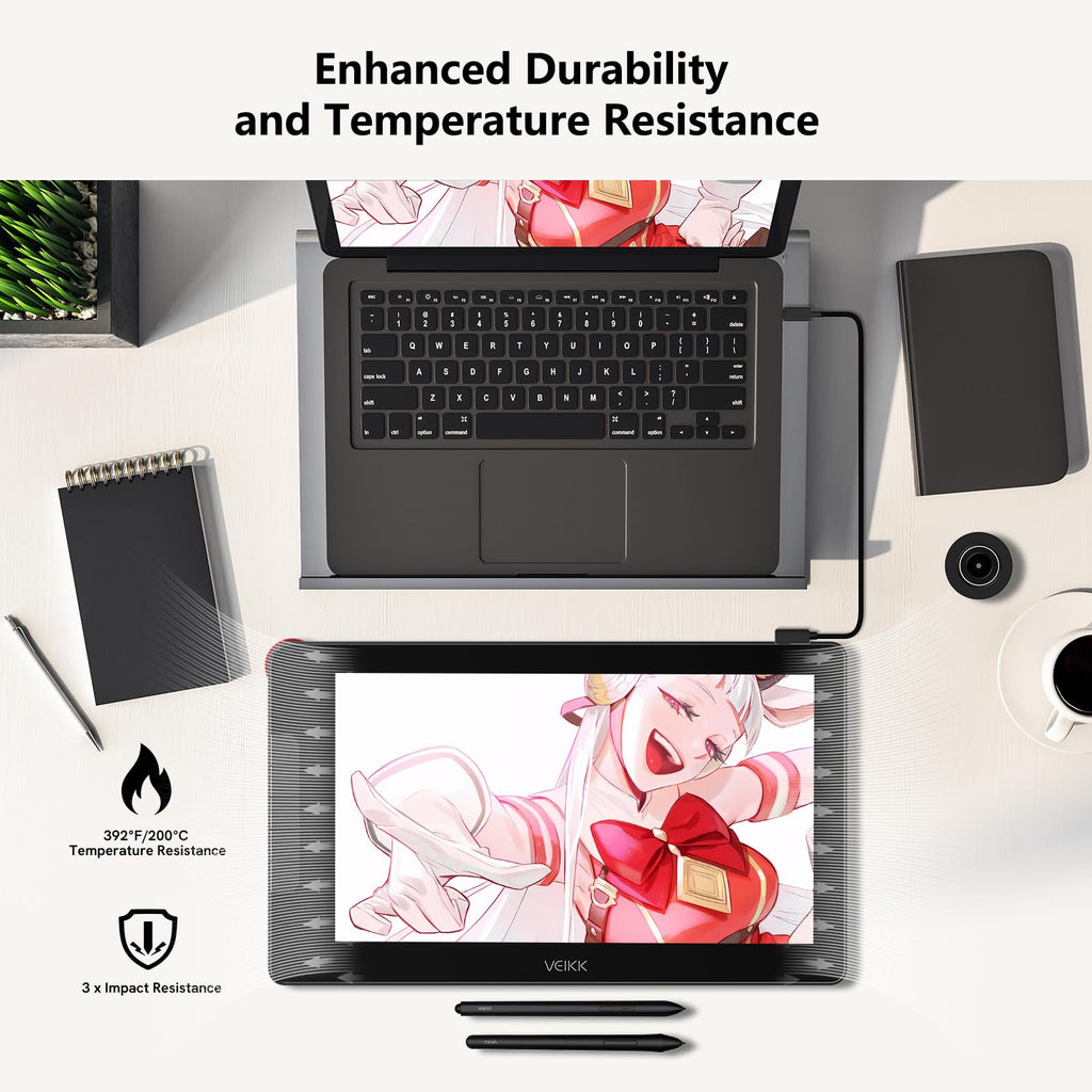 VEIKK Studio 16 Drawing Tablet with Screen,15.6" Pen Displayï¼with 2 Stylus