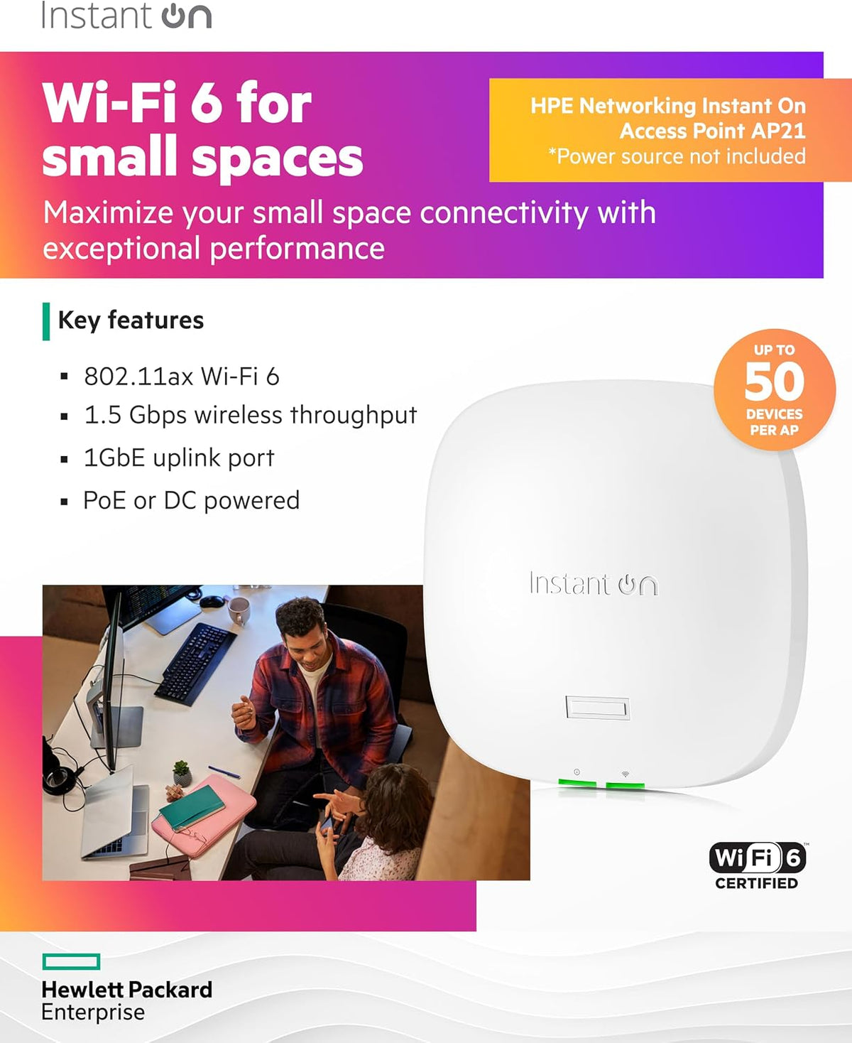 HP Networking Instant ON AP21 Dual-Band WI-FI 6 Access Point