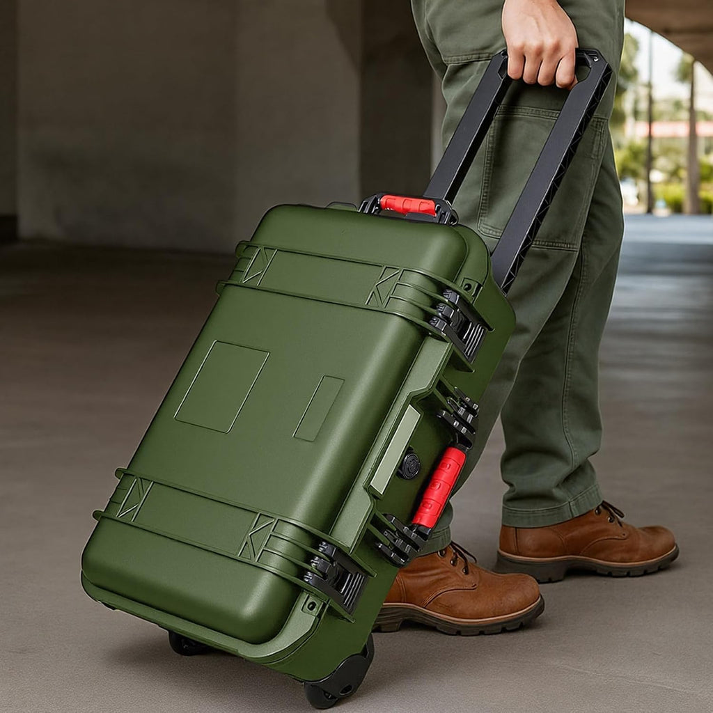 Relaxweex Rolling Camera Hard Case with 15 Padded Dividers & Wheels