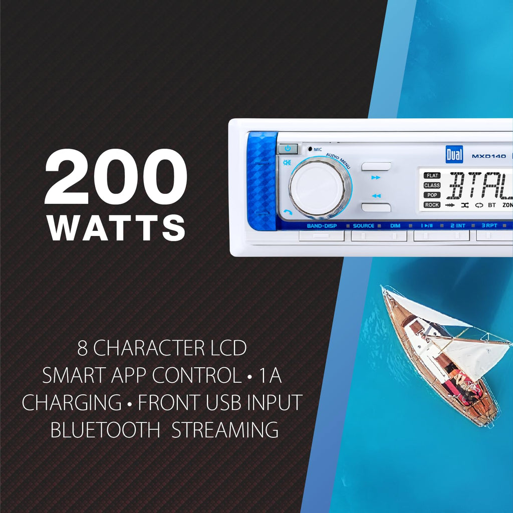 Dual Electronics MXP152W Marine Stereo Bluetooth 6.5" Speakers & Antenna