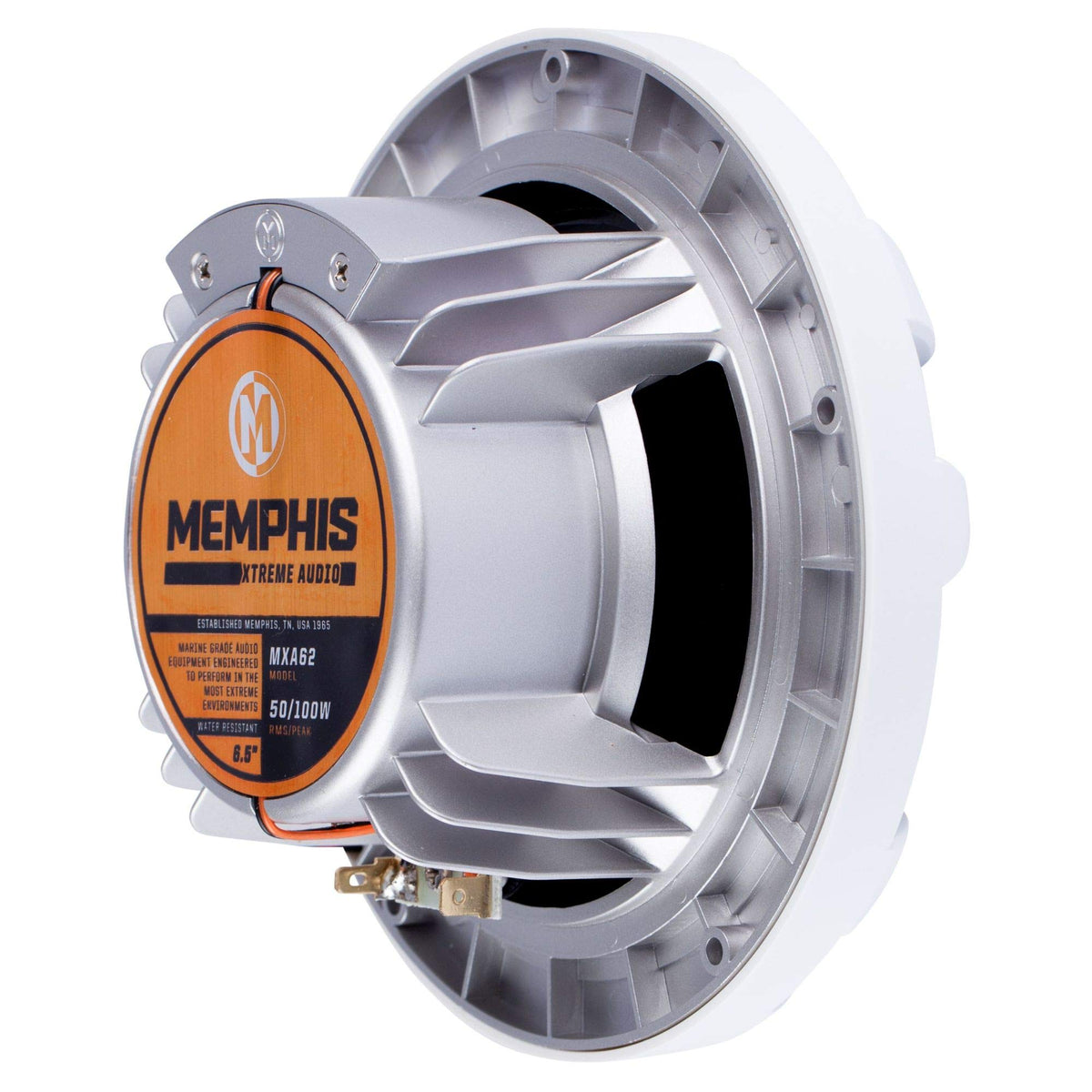 Memphis MXA602SLB MXA OEM Fit 6.5" Marine Grade Coaxial Speakers, Black with Blue LED - Pair