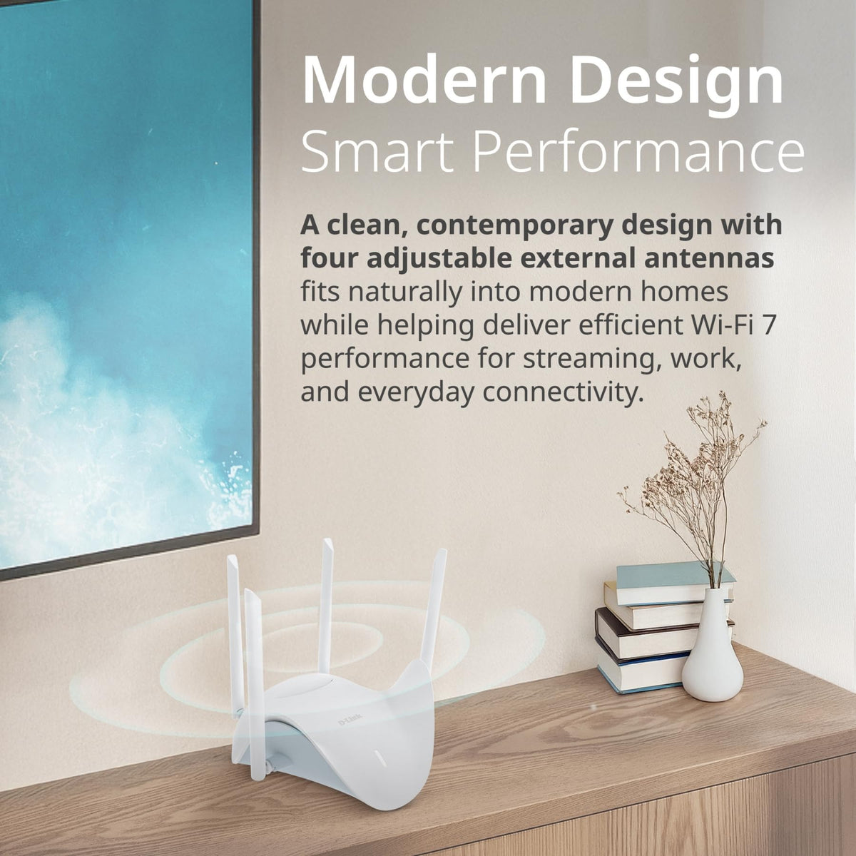 D-Link BE9500 Tri-Band Wi-Fi 7 Smart Router (R95) â Sculptured-Wing Design, 2.5 GbE, Self-Optimizing Mesh, Multi-Gig, Parental Controls, Alexa/Google Ready