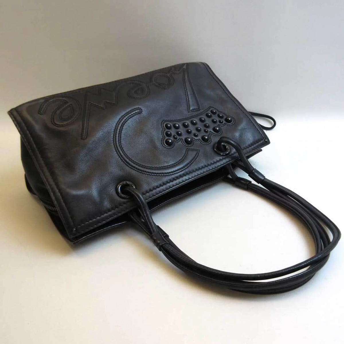 (Good) Tote Black Pre-Owned Bag Loewe Leather Shopper Semi-shoulder Women's