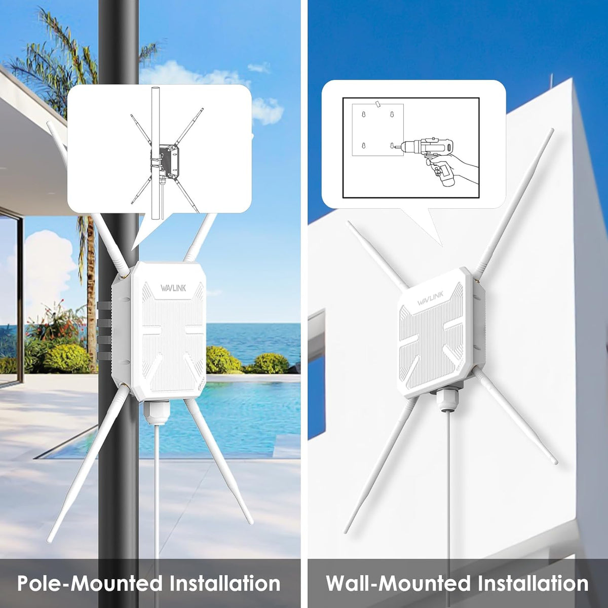 WAVLINK AC1200 Outdoor WiFi Extender, Dual-Band Outdoor Access Point