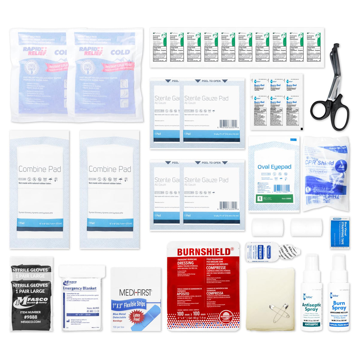MFASCO Restaurant First Aid Kit - 2 Shelf Metal Cabinet, OSHA 2021 Class A