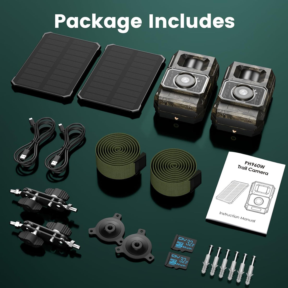 MAXDONE 2Pack Solar Trail Camera, 4K WiFi Bluetooth Night Vision GameCamera
