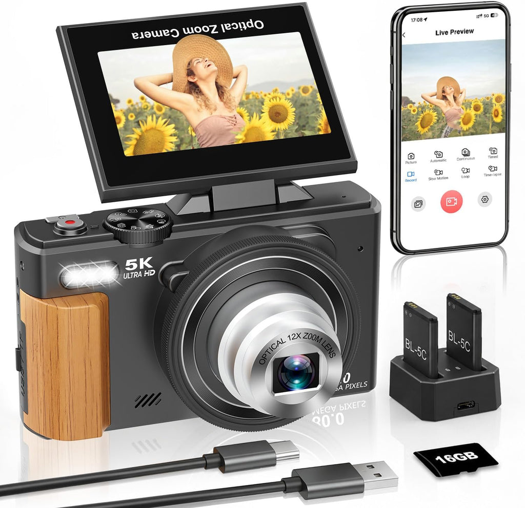 5K Digital Camera for Photography, 80MP Vlogging Camera for YouTube