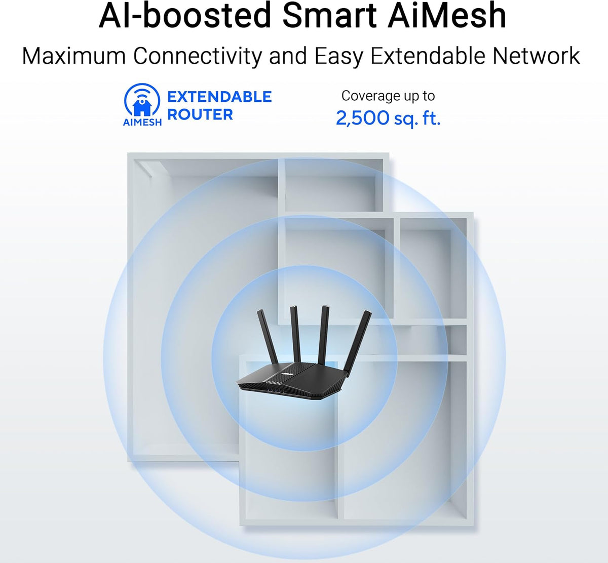 ASUS RT-BE82U WiFi 7 Router - Dual-Band, 6.5 Gbps, Mesh + VPN Compatible