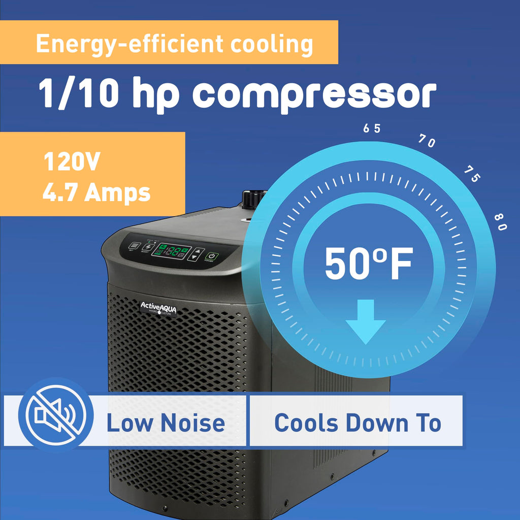 Active Aqua Water Chiller with Boost, 0.5 HP, 90-172 Gal, Cold Plunge