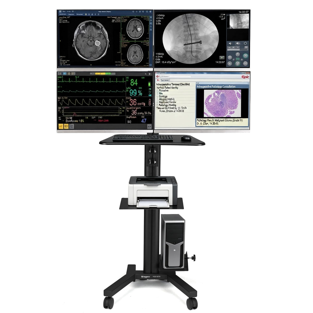 AW NexusX Commander Mobile Computer Cart Medical Rolling PC Stand Desk