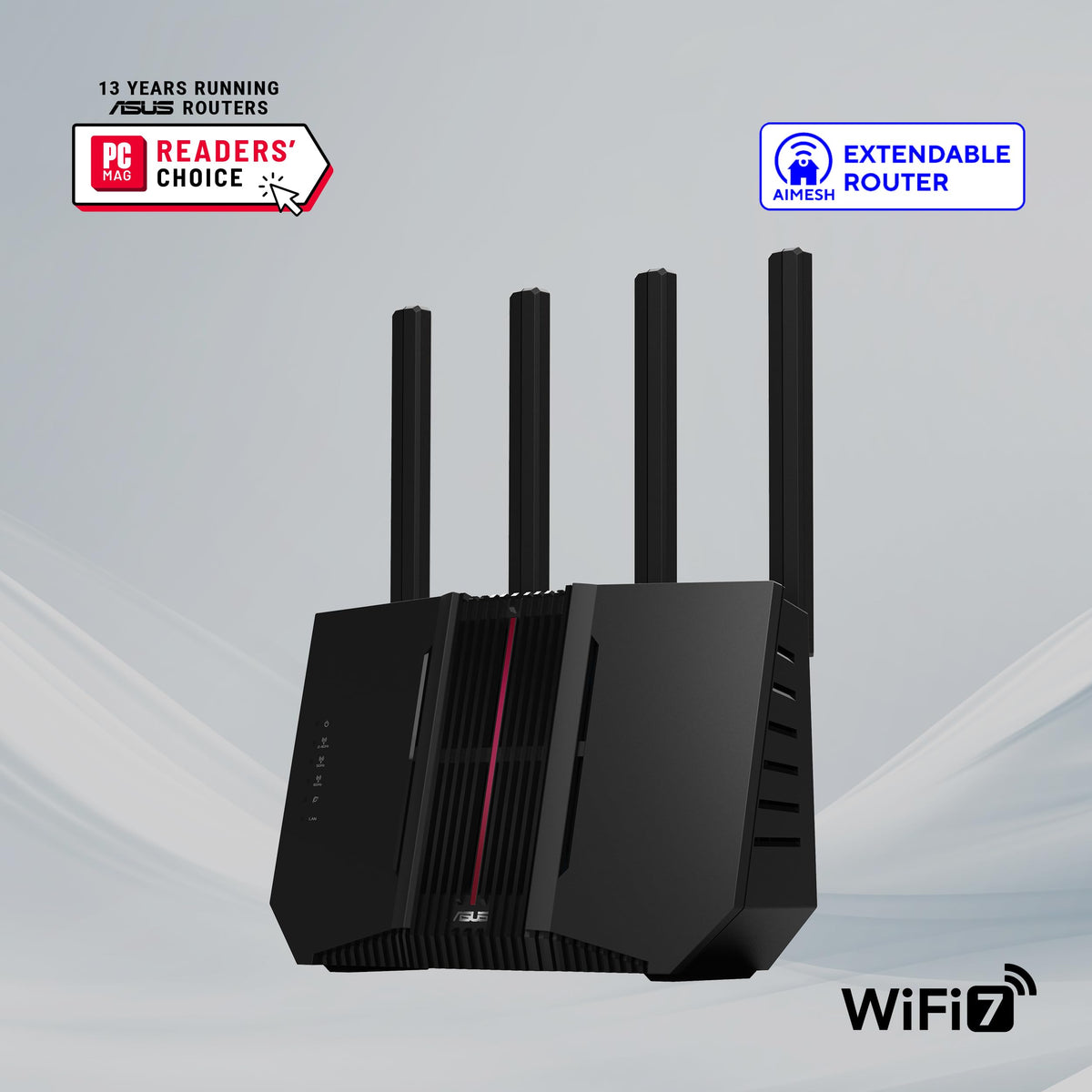 ASUS TUF Gaming BE6500 WiFi 7 Router - Dual-Band, Up to 6.5 Gbps Wireless, Game Accelerator, Multi-Link Operation (MLO), (x4) 2.5GbE Ports, Mesh + VPN Compatible, & Subscription-Free Network Security