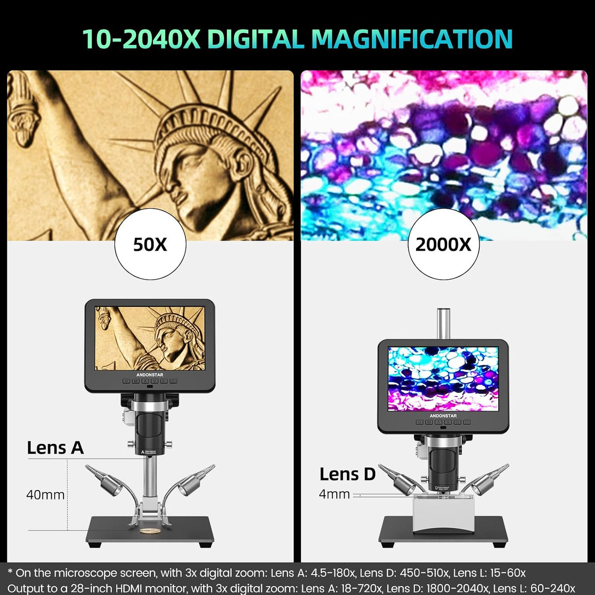 Andonstar AD246S-M Plus 2160P 7'' HDMI Soldering Digital Microscope