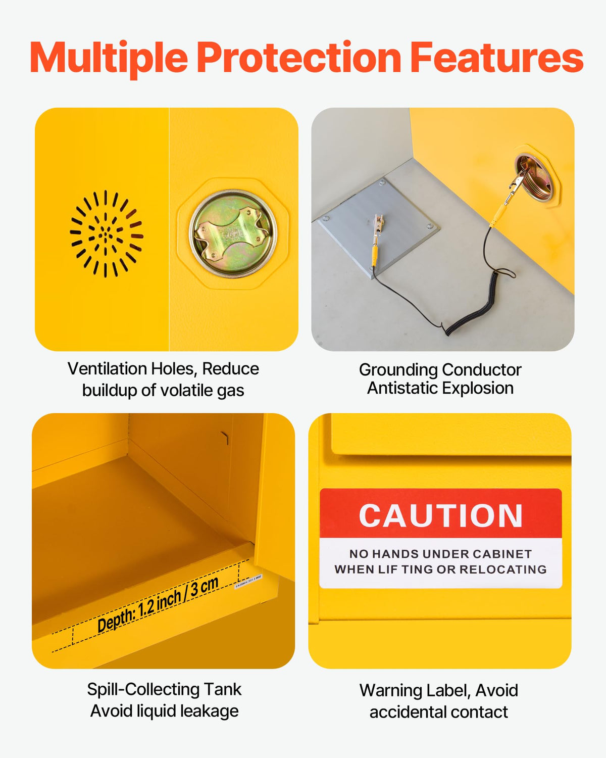 VEVOR Flammable Cabinet, 18" x 18" x 35", Yellow