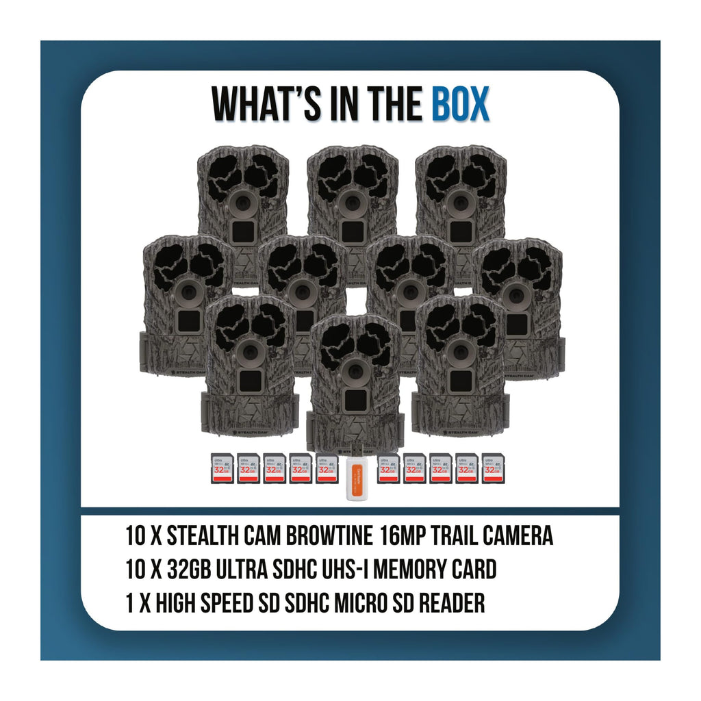 Stealth Cam Browtine 16MP Durable Trail Camera Bundle