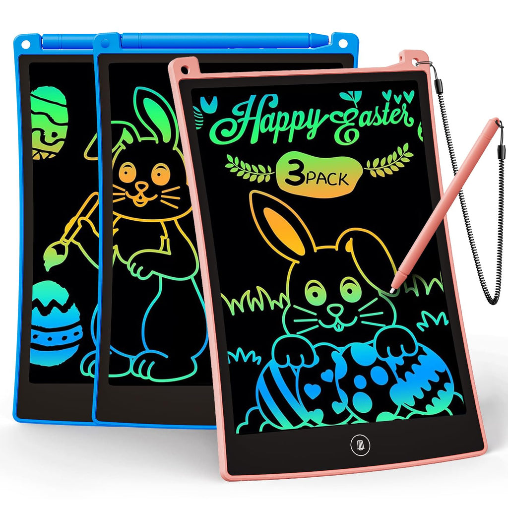 KOKODI 2 Pack 10 Inch LCD Writing Tablet for Kids, Colorful Doodle Board Erasable Drawing Pad, Educational Learning Toys Birthday Gifts for Boys Girls Ages 3 4 5 6 7 8 (Blue & Pink)