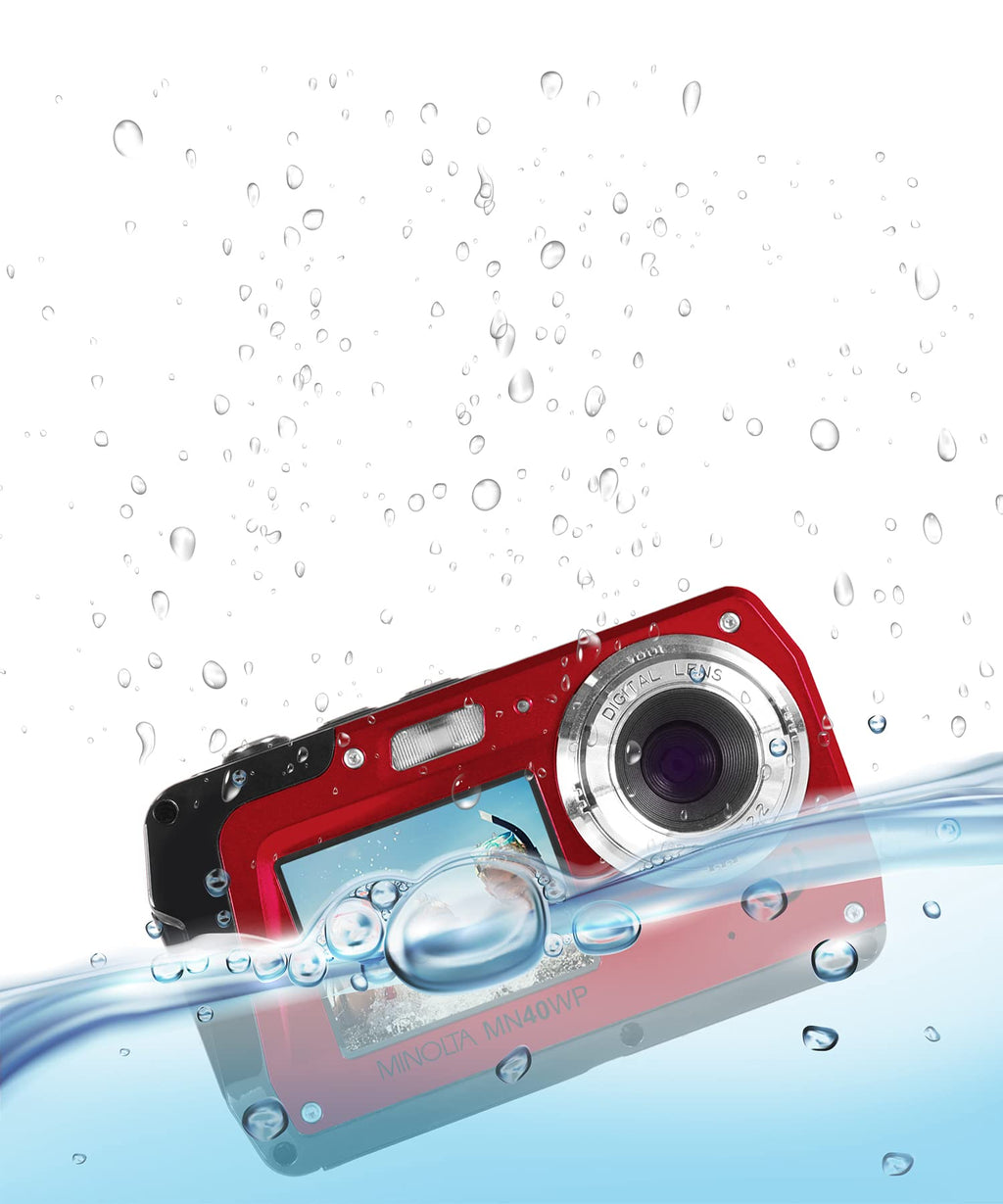 Minolta MN40WP 48MP QHD Dual LCD Screen Waterproof Camera, Blue
