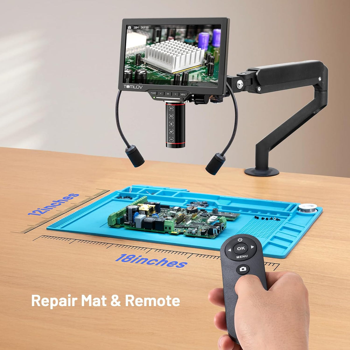 TOMLOV Autofocus Digital Soldering Microscope, 10.1" TM3K-AF Max Coin Scope