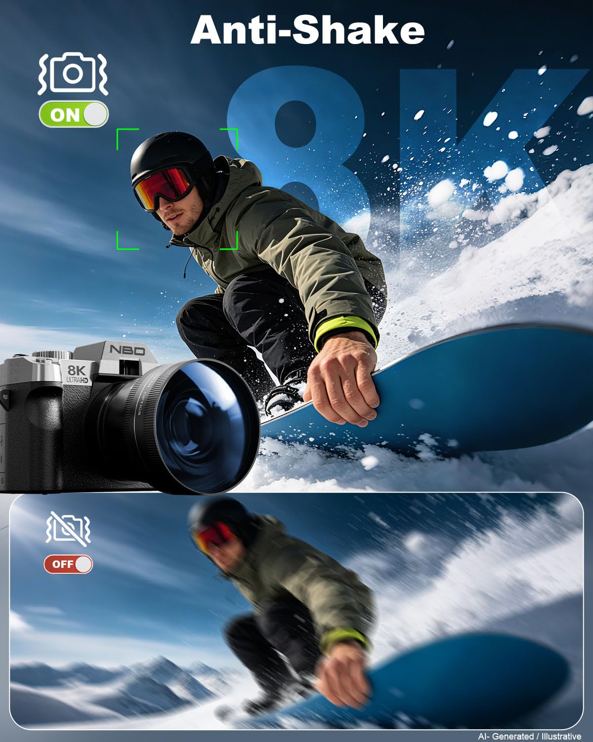 True 8K 64MP Digital Camera for Photography with Microphone(Black)