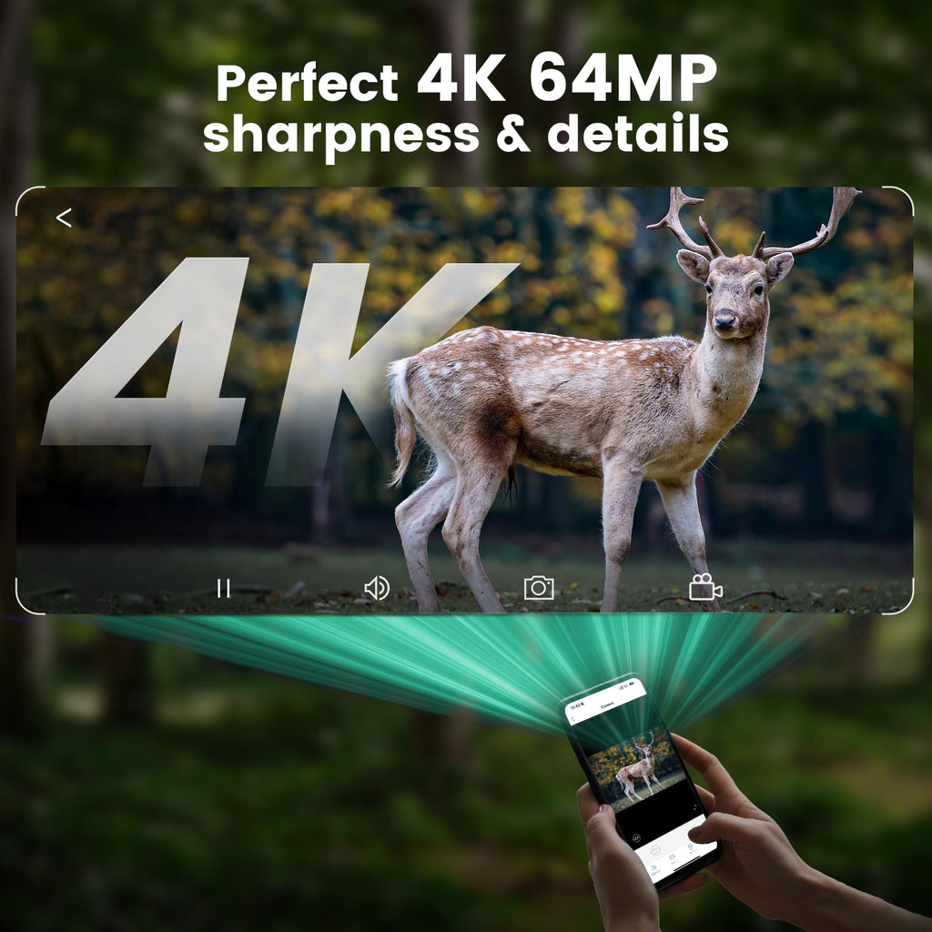 MAXDONE 2Pack Solar Trail Camera, 4K WiFi Bluetooth Night Vision GameCamera