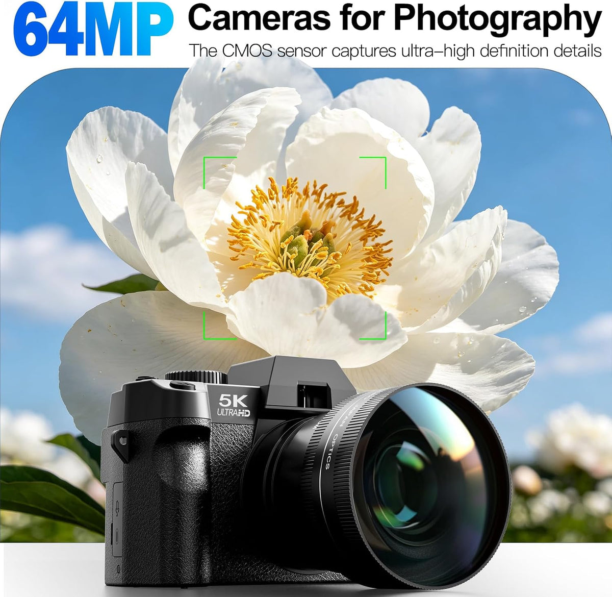 G-Anica 5K 64MP Digital Cameras for Photography with Dual-Lens WiFi