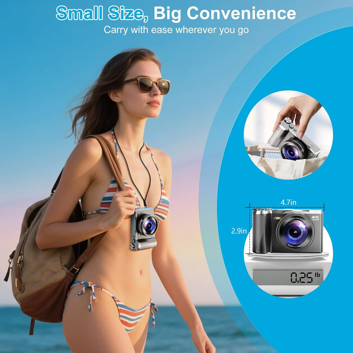 56MP 4K Digital Camera for Photography, Travel & Gift