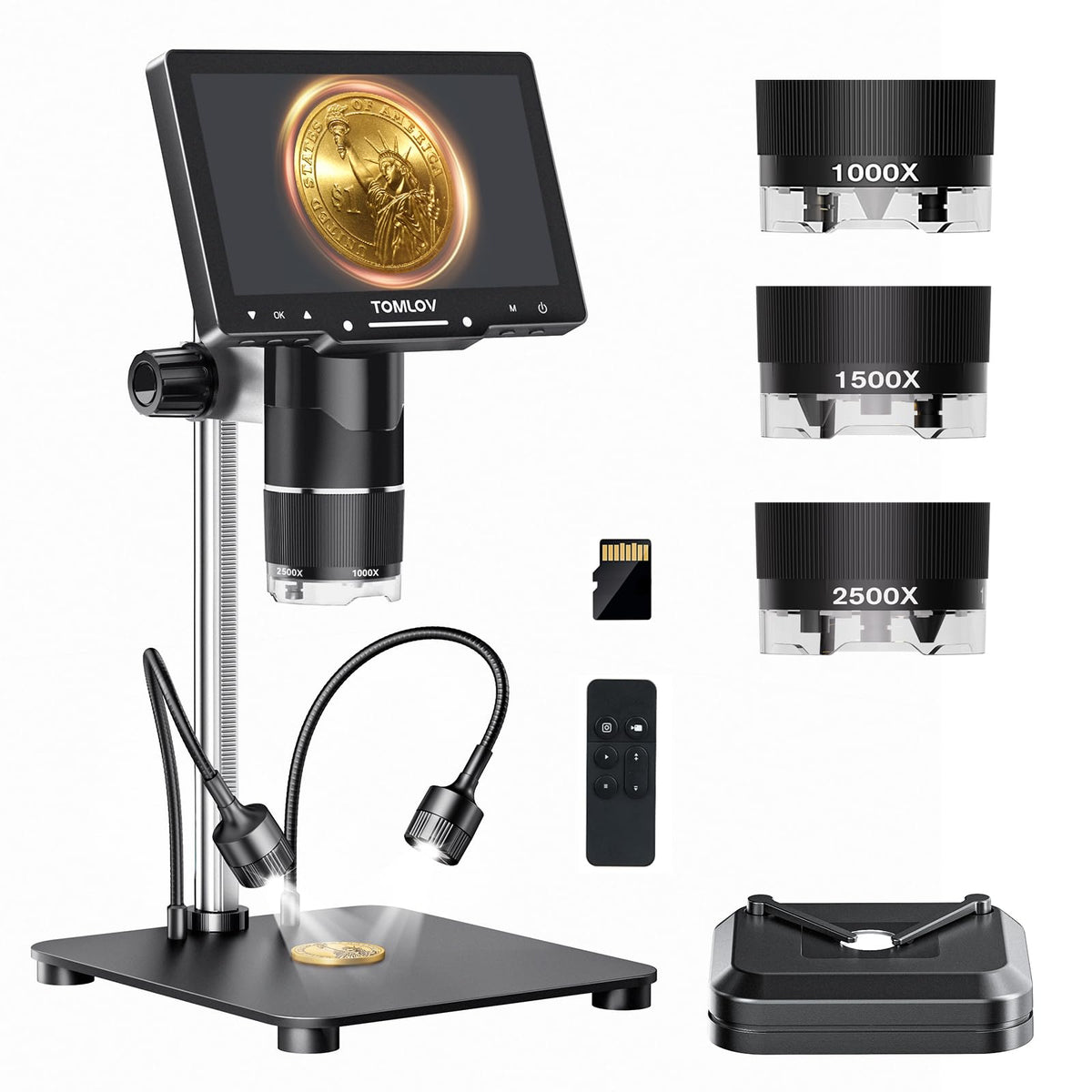 TOMLOV TriL110 3-Lens Digital Microscope 2500Xï¼Full View Coin Magnifier 10"