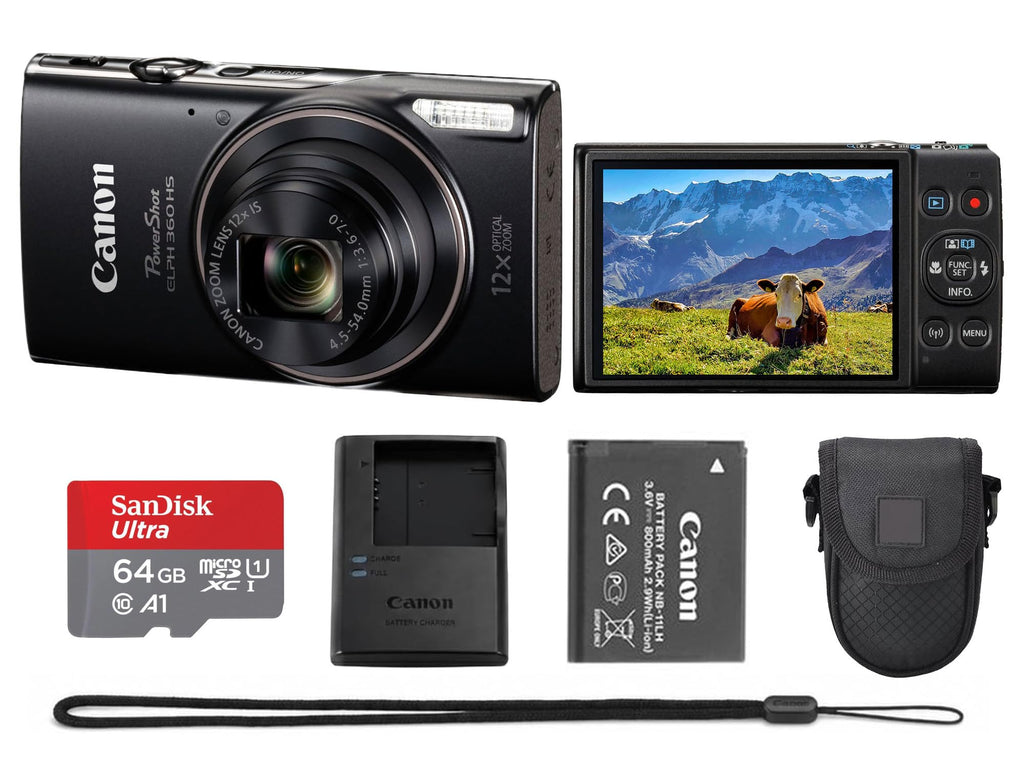 Canon PowerShot ELPH 360 HS A 20.2MP Digital Camera (Silver) Bundle