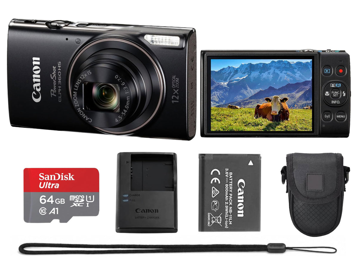 Canon PowerShot ELPH 360 HS A 20.2MP Digital Camera (Silver) Bundle